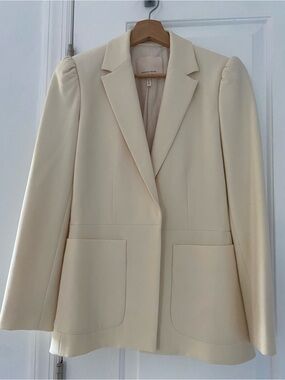 Rebecca Taylor Cream Tailored Blazer with Patch Pockets